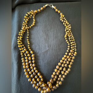 Multi-Strand Vintage Tiger Eye Beaded Necklace - Women Jewelry